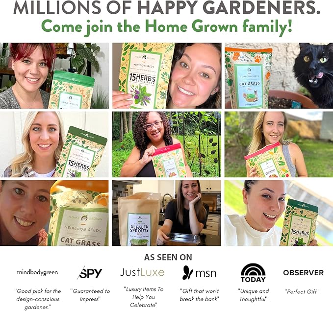 HOME GROWN 3 Cat Grass Seed Mix – Non-GMO Heirloom Oat, Alfalfa & Cat Grass Seeds | Indoor Pet Grass for Cats | High-Germination Greens for Hairball Control, Digestion, and Chewing Enrichment-VerdiqueGarden