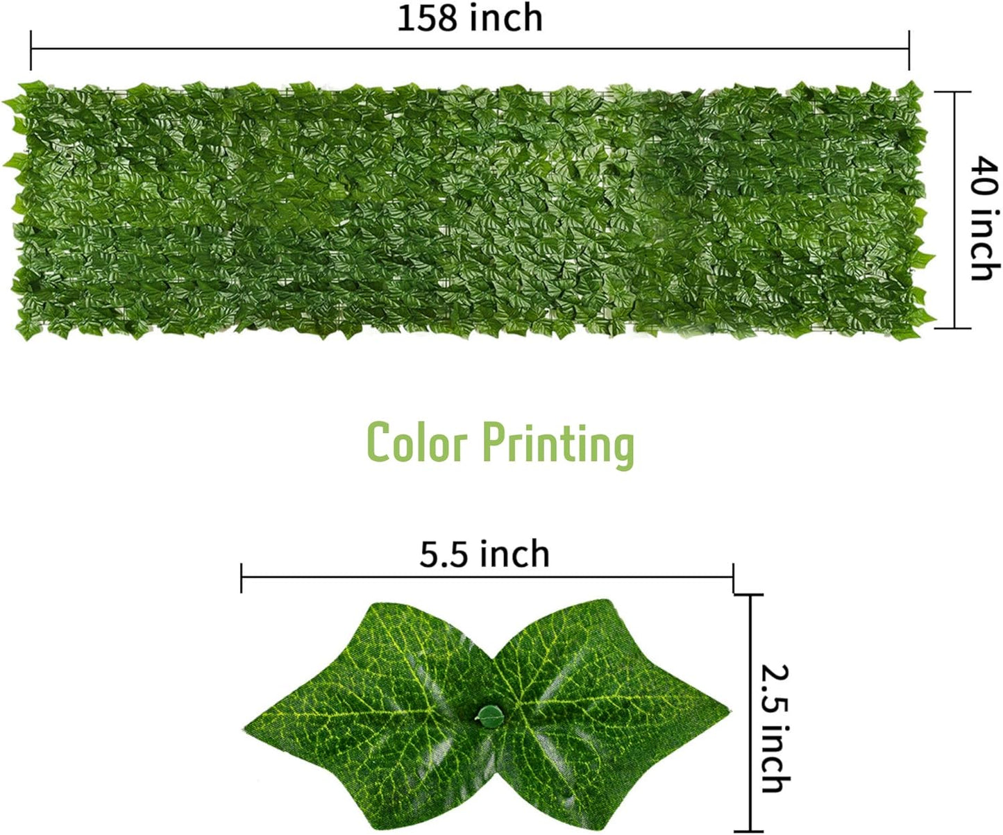 Artificial Ivy Privacy Fence Screen, 39.4x157.5 In Inch Artificial Faux Ivy Hedge, Expandable Faux Privacy Fence with 80 pcs Zip Ties, Decoration for Outdoor Garden, Color printing sweet potato leaves-VerdiqueGarden