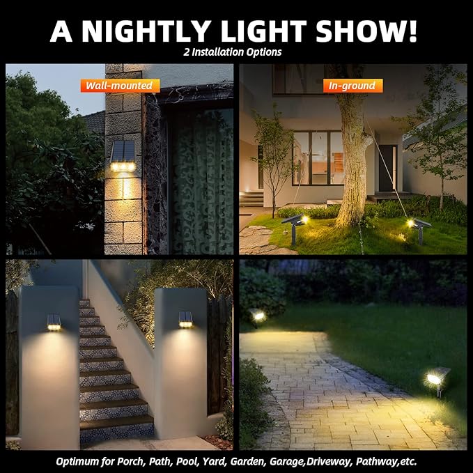 Solar Spot Lights Outdoor Landscape Lights, 40 LEDs Solar Landscape Spotlights Outdoor Waterproof Auto On/Off Solar Garden Lights, Outdoor Solar Lights for Yard Palm Tree Driveway Patio Pool-VerdiqueGarden