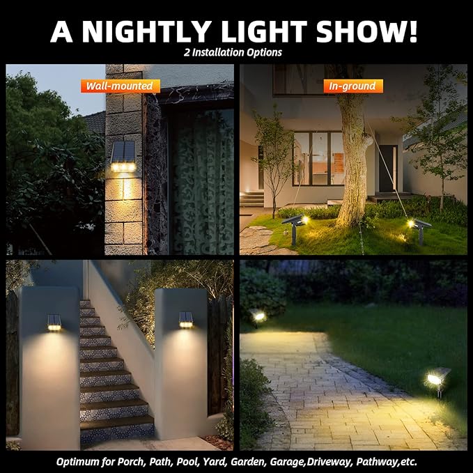 Solar Spot Lights Outdoor Landscape Lights, 40 LEDs Solar Landscape Spotlights Outdoor Waterproof Auto On/Off Solar Garden Lights, Outdoor Solar Lights for Yard Palm Tree Driveway Patio Pool-VerdiqueGarden