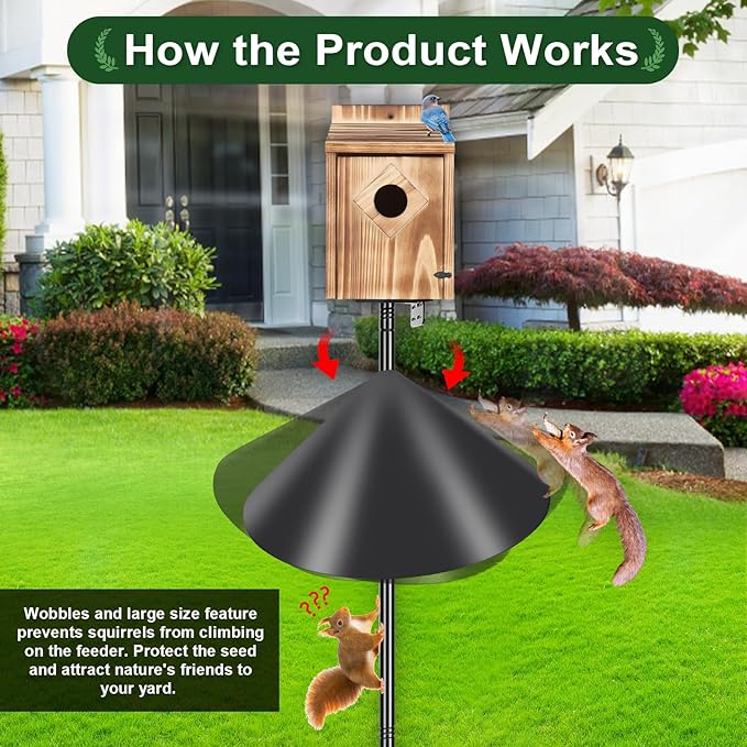 Gtongoko 19 Inch Squirrel Baffle for Bird Feeder Pole Squirrel Guards for Shepherds Hook Stopper for Bird Feeders Black 2 Pack-VerdiqueGarden