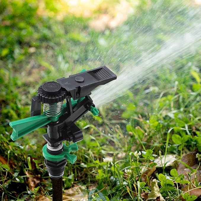 1/2 Inch Plastic Impact Sprinklers Heads Adjustable 0-360 Degree Pulsating Oscillating Watering Sprinkler Head for Garden Law Grass Yard Irrigation Supplies (4 Pieces)-VerdiqueGarden