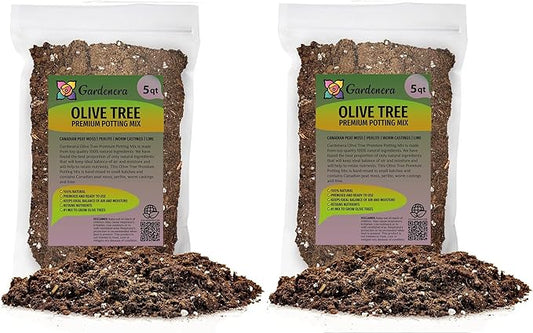 Olive Tree Premium Potting Mix - 10 Quart - Enhanced Growth and Nutrient Retention for Thriving Trees - (2 Bags of 5QT)-VerdiqueGarden