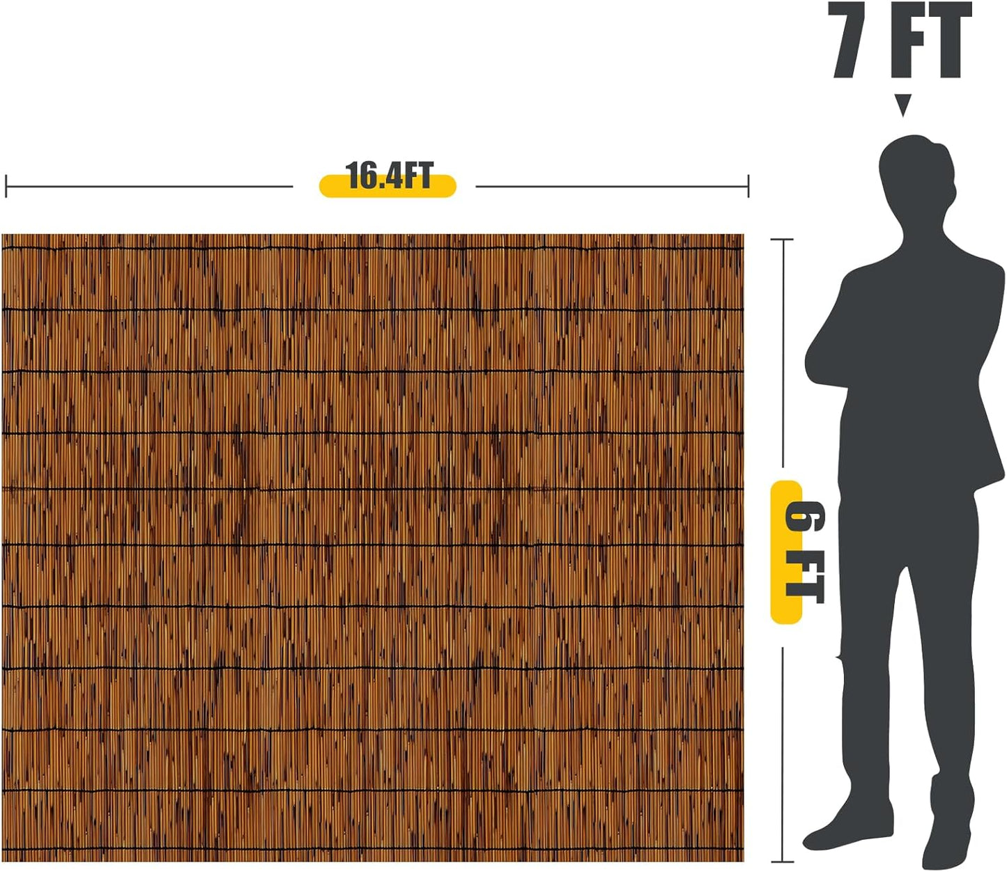 1 Pack Reed Fencing Rolls, Decorative Bamboo Fencing 6ft High Roll Reed Screen, Bamboo Reed for Balcony Patio Garden Backyard Outdoor-VerdiqueGarden