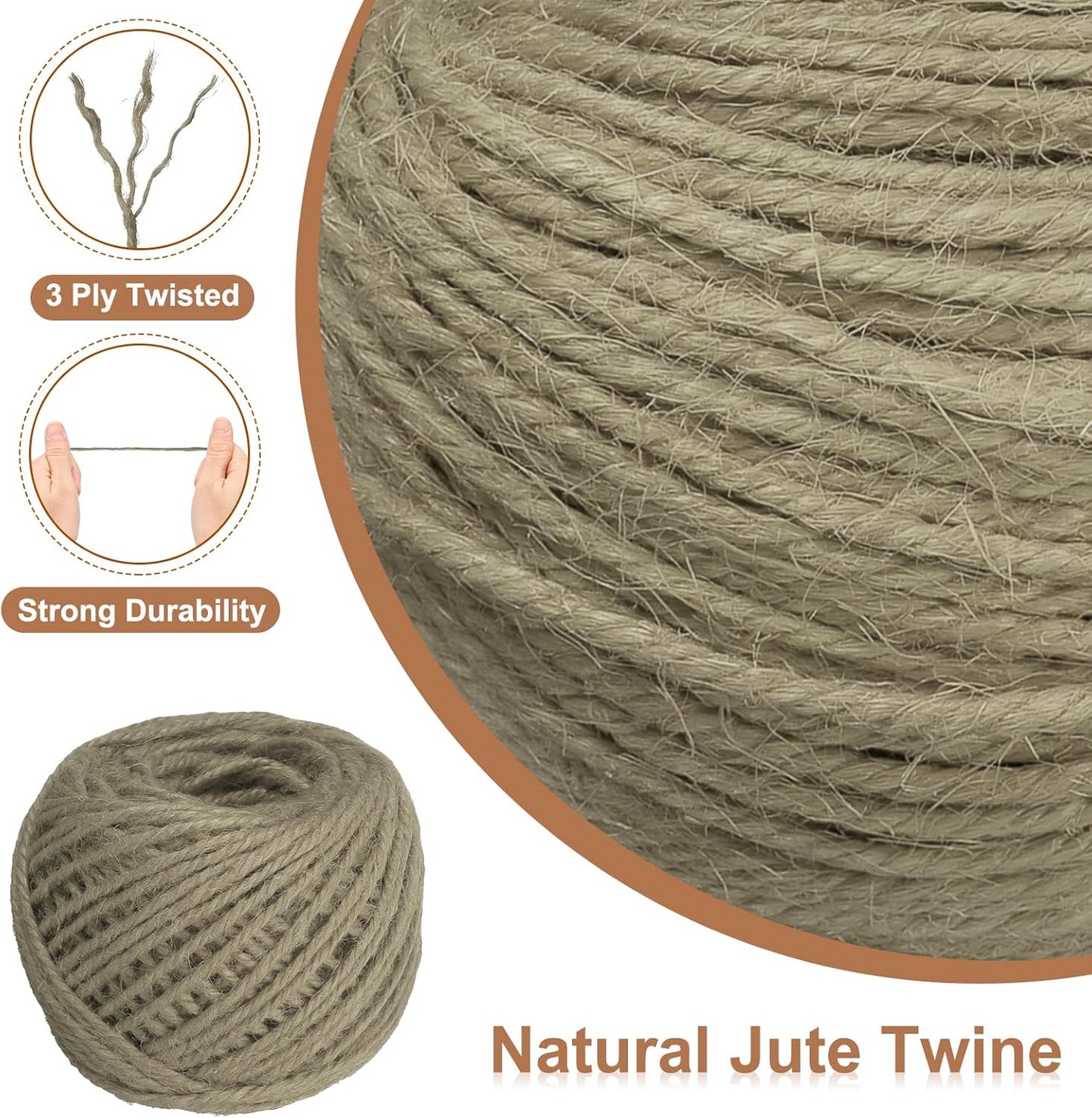 uxcell 164 Feet Natural Jute Twine String,3mm Thin Garden Twine Rope Colored Plant String Cord for DIY Art Crafts Gift Wrapping Decoration Packing Gardening Plant Hanger,Beige-VerdiqueGarden