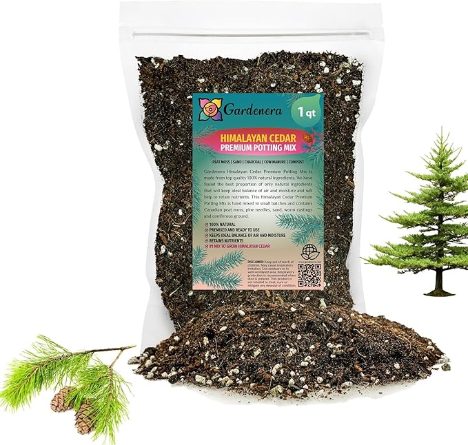 Premium Himalayan Cedar Potting Soil Mix - Perfect Balance of Nutrients, Drainage, and Aeration for Healthy Cedar Trees - 1 Quart-VerdiqueGarden