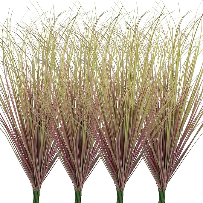 12Pcs Artificial Grass Plants, Faux Shrubs Wheat Grass, Artificial Tall Grass Fake Plants for Outdoor Decor,Artificial Greenery Stems Weed for Room Indoor Home Decor（Light Purple）-VerdiqueGarden