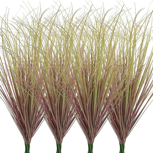 12Pcs Artificial Grass Plants, Faux Shrubs Wheat Grass, Artificial Tall Grass Fake Plants for Outdoor Decor,Artificial Greenery Stems Weed for Room Indoor Home Decor（Light Purple）-VerdiqueGarden