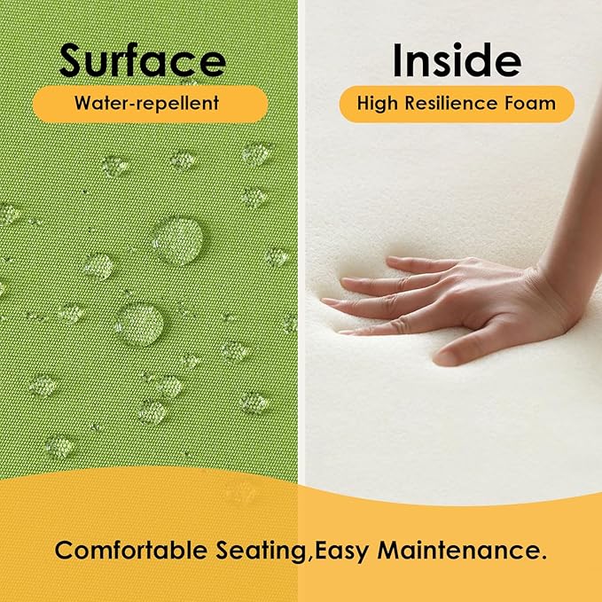 Outdoor Sunbrella Round Corner Seat Cushion, 17"x16"x2", Set of 4, Non Slip Seat Cushion Pads with Removable Cover for Patio Furniture, Garden Yard Lawn, Canvas Ginkgo-VerdiqueGarden