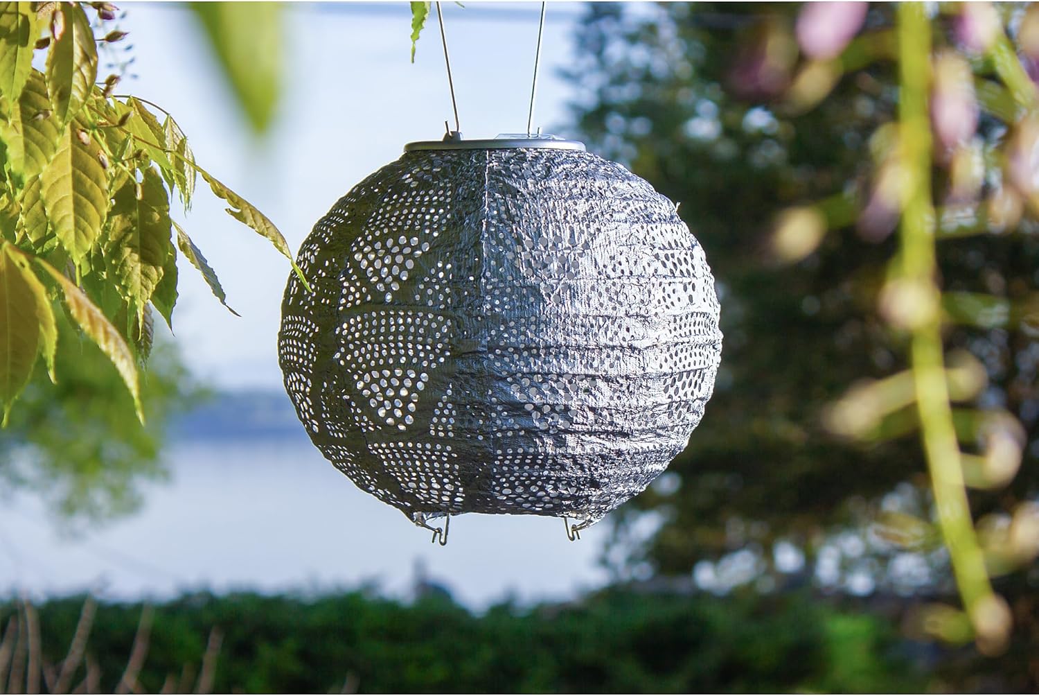 Allsop Home Garden 32026 Soji Stella Globe 8-in. Tyvek Solar Lantern (Metallic Blue)-VerdiqueGarden