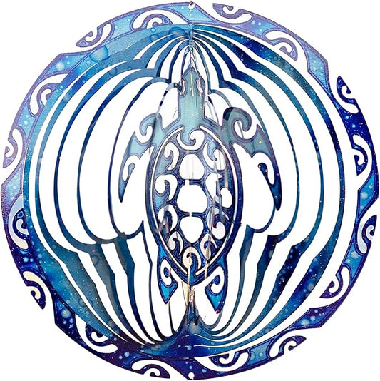 VP Home Tribal Turtle Kinetic Wind Spinners for Yard and Garden Wind Spinner Outdoor Metal Large Hanging Turtle Decor 3D Garden Art Wind Sculpture Spinners Kinetic Art Lawn Ornaments, 12x15 inches-VerdiqueGarden