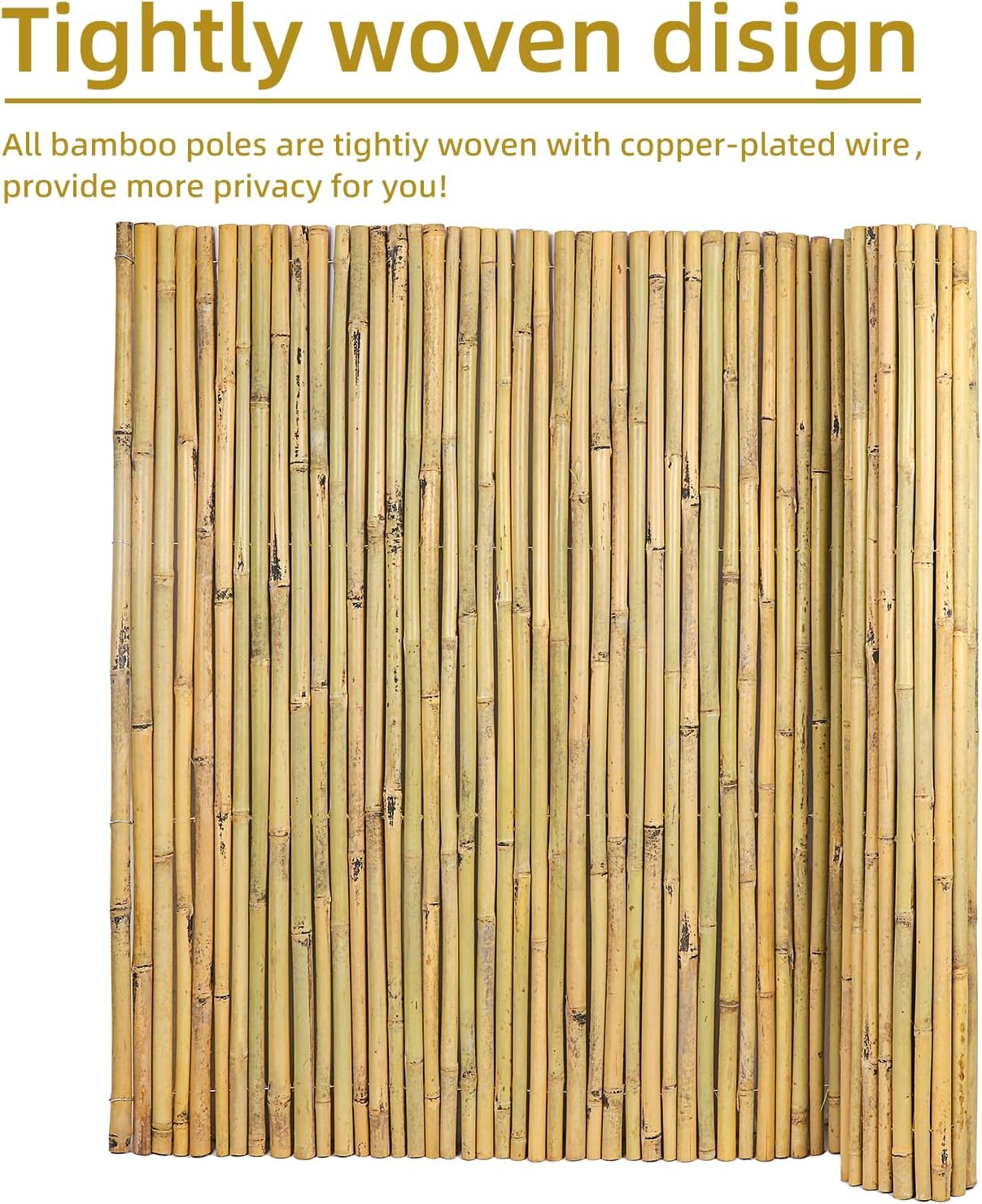 Natural Bamboo Fence, 4 ft x 6 ft Bamboo Fencing Screen for Garden, Rolled Privacy Fence Screen for Indoor or Outdoor (1.2m x 1.8m Approx)-VerdiqueGarden