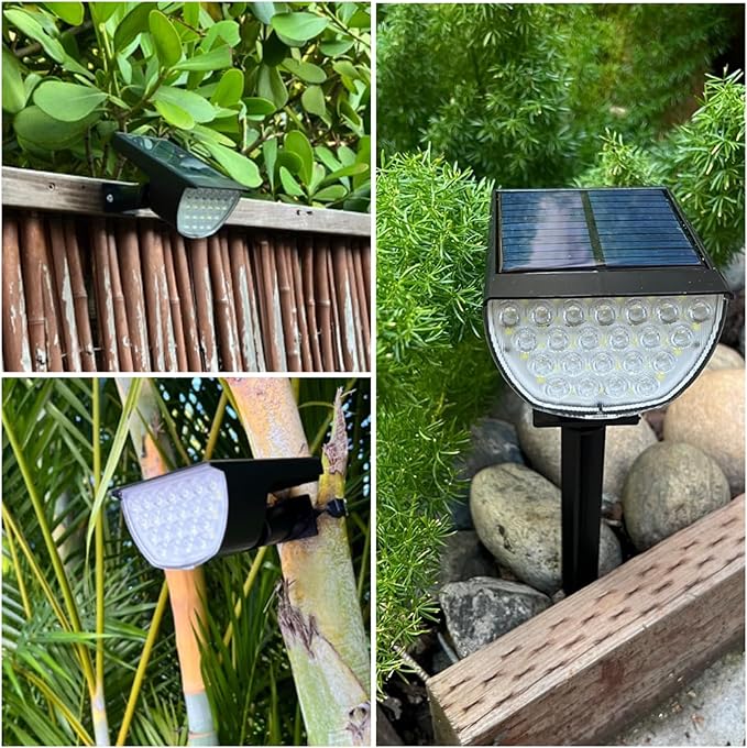 Solar Lights Outdoor Waterproof IP65, 76 LED 3 Lighting Modes Solar Spot Lights Outdoor Yard Garden Landscape Pathway (Warm White, 4 Pack)-VerdiqueGarden