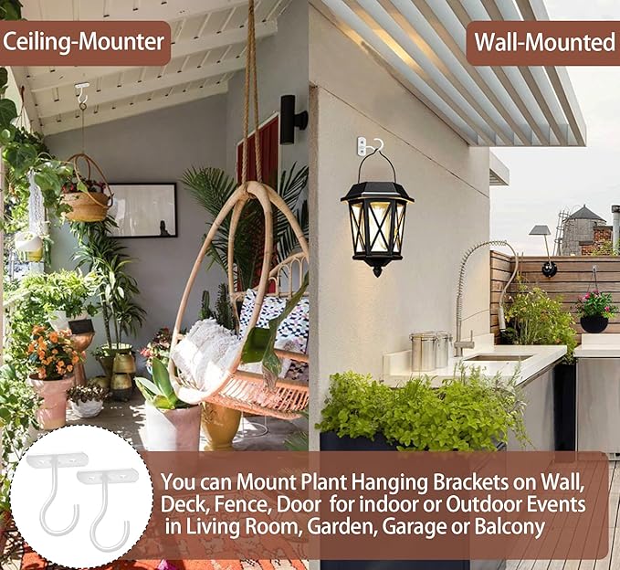 Ceiling Hooks for Hanging Plants 8P 2.5inches White-VerdiqueGarden
