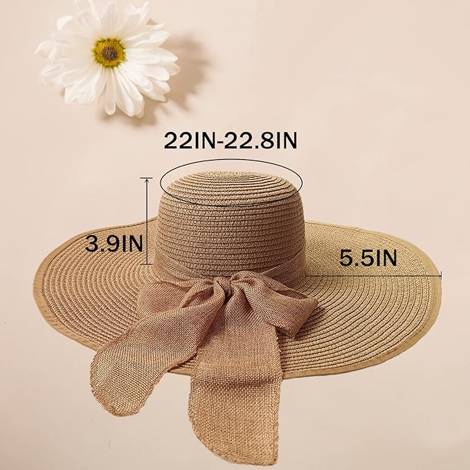 Floppy Big Beach Straw Hats for Women Foldable Summer Wide Brim Packable Sun Hat Womens Travel Straw Fedora Hat-VerdiqueGarden