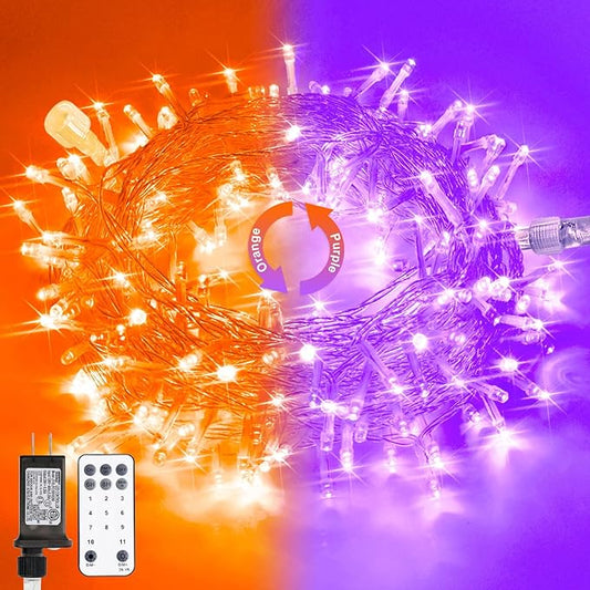 JMEXSUSS 100 LED Orange & Purple Halloween Lights - Plug in, Connectable Color Changing String Lights, 33ft Indoor/Outdoor for Halloween Party Decor & Christmas-VerdiqueGarden
