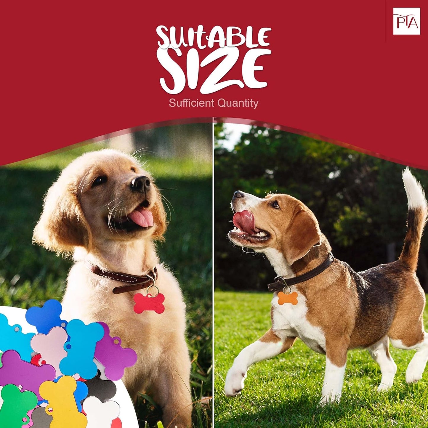 [Press TX Art] 40 Pcs Round(Circle), Bone, Rectangle, Heart Anodized Aluminum Stamping Blanks Tags 10 Mixed Colors Metal Engraving ID Name Tags with Rings (Bone in 10 Colors)-VerdiqueGarden