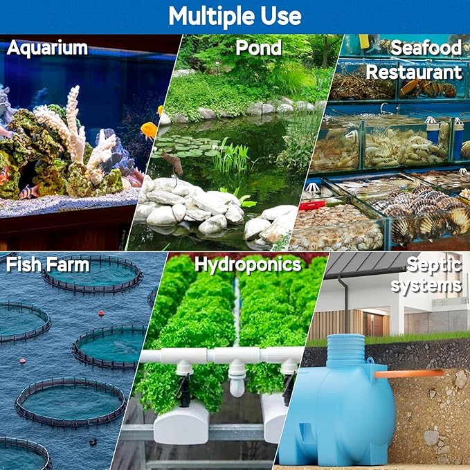 AquaMiracle Linear Air Pump ZP-40/ZP-60/ZP-100/ZP-200 for Pond Aeration, 635/950/1600/4000GPH Septic Air Pump Pond Aerators for Outdoor Ponds, Waste Treatment, Aquarium, Fish Farm, Seafood Restaurant