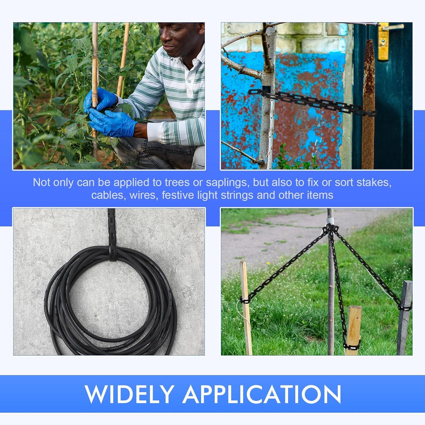 Wesiti 200 ft Plastic Chain Lock Tree Tie 1/2 Inch Wide Adjustable Tree Support Straps Plant String Swing Strap Flexible Reusable Ties for Staking for Garden Accessories-VerdiqueGarden