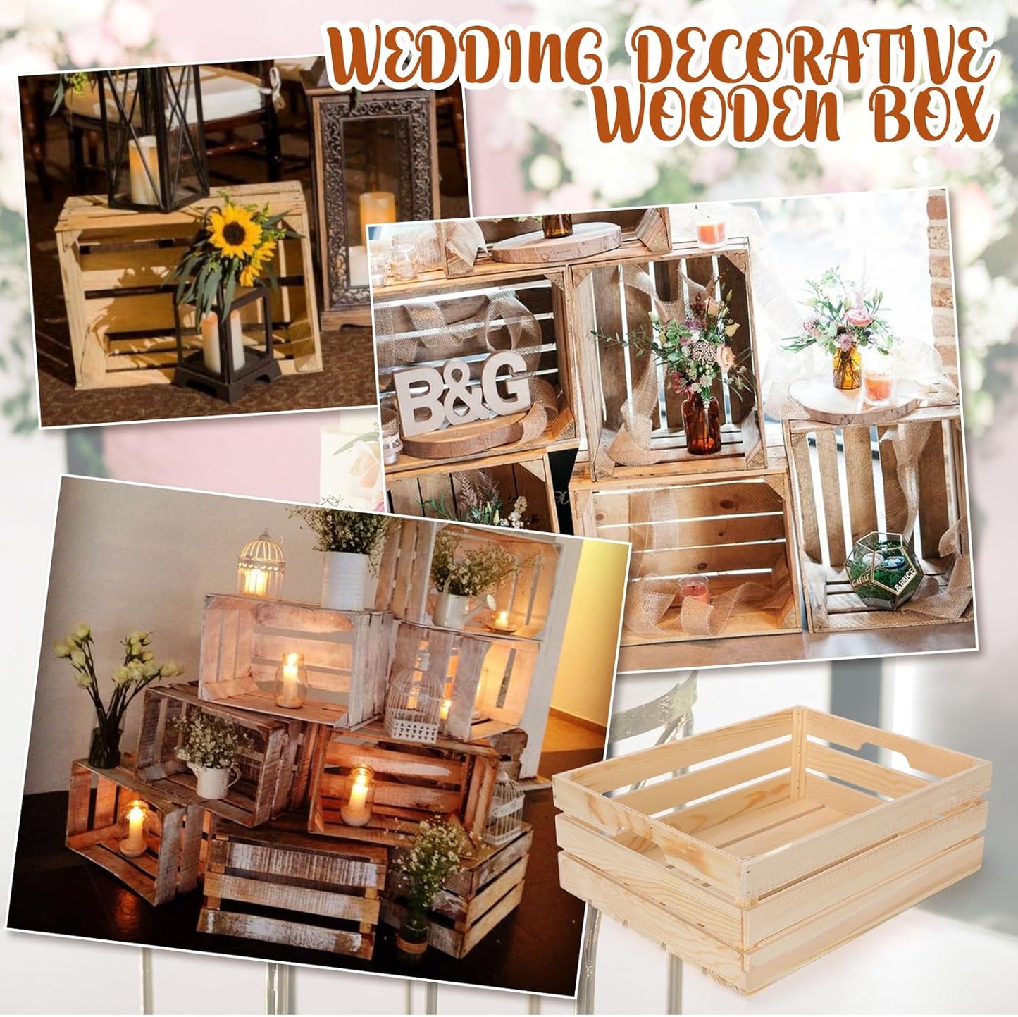 Soaoo 5 Pcs Decorative Nesting Wooden Crates for Storage Display 5 Size Large Small Rustic Wood Decorative Storage Crates with Handle Farmhouse Crate Box Container Made from Pine(Classic Color)-VerdiqueGarden