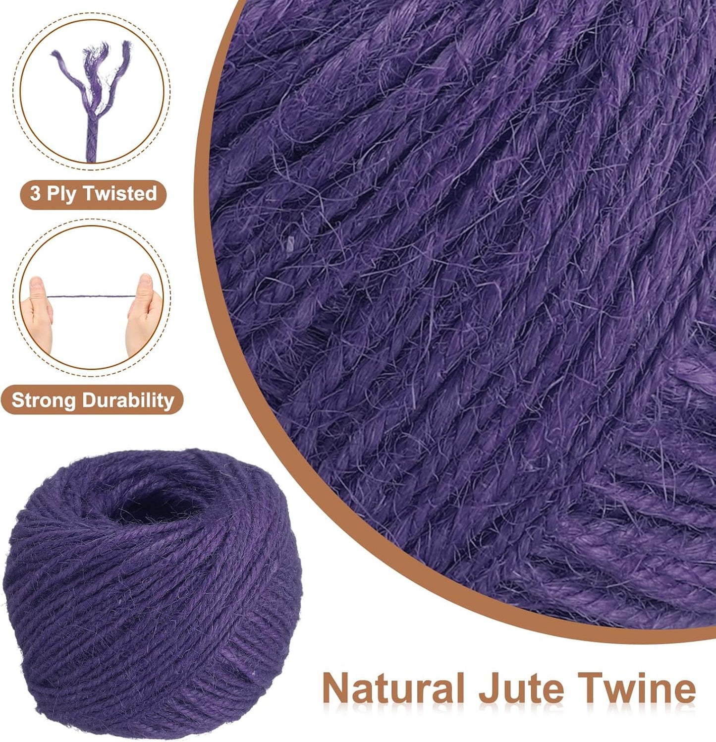uxcell 164 Feet Natural Jute Twine String,2mm Thin Garden Twine Rope Colored Plant String Cord for DIY Art Crafts Gift Wrapping Decoration Packing Gardening Plant Hanger,Purple-VerdiqueGarden