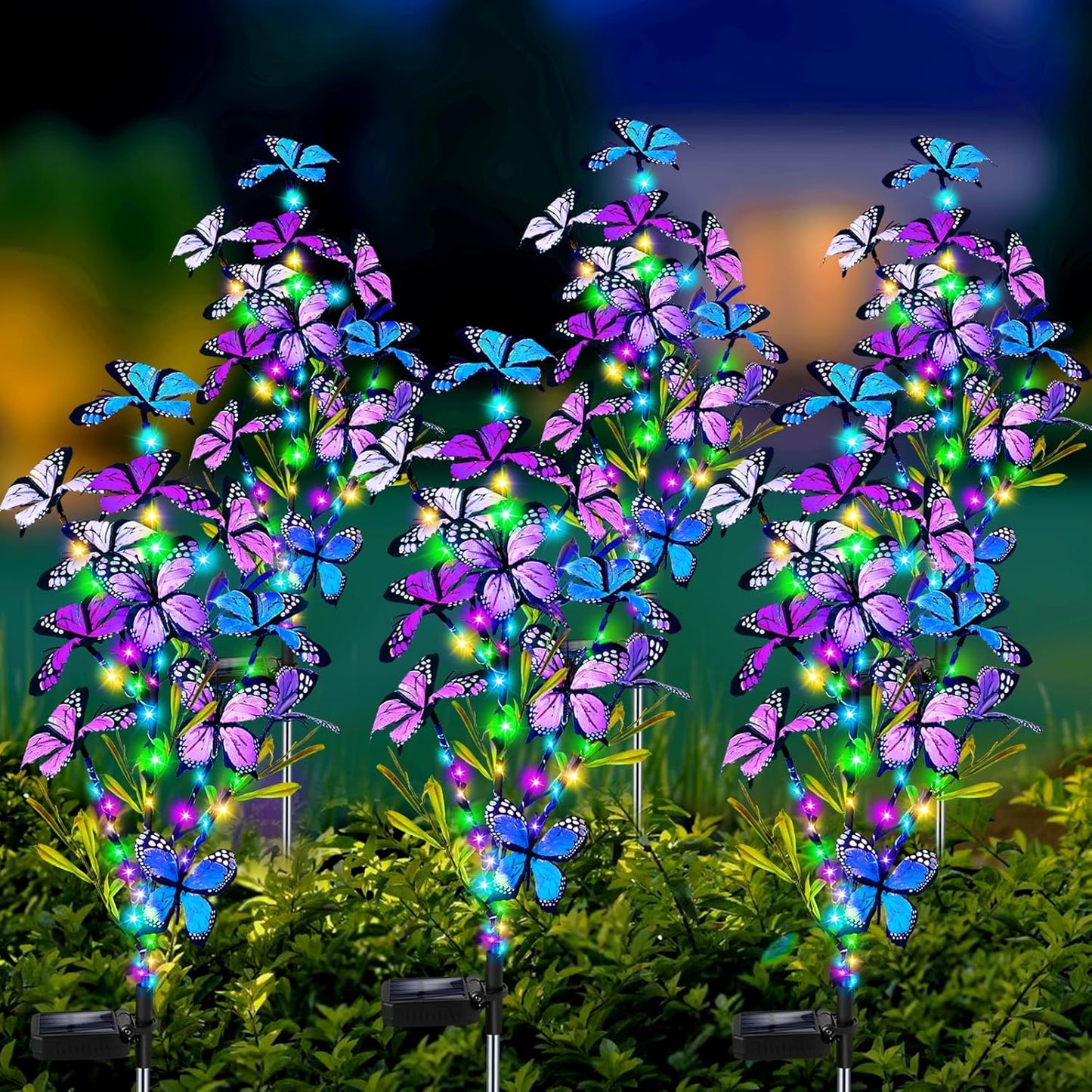 Solar Garden Lights Outdoor, Waterproof 6 Pack Solar Butterfly Lights with 60 LED 12 Butterfly Colorful Lighting for Garden Yard Lawn Outdoor Decor, Gift for Mom Women Mother's Day-VerdiqueGarden