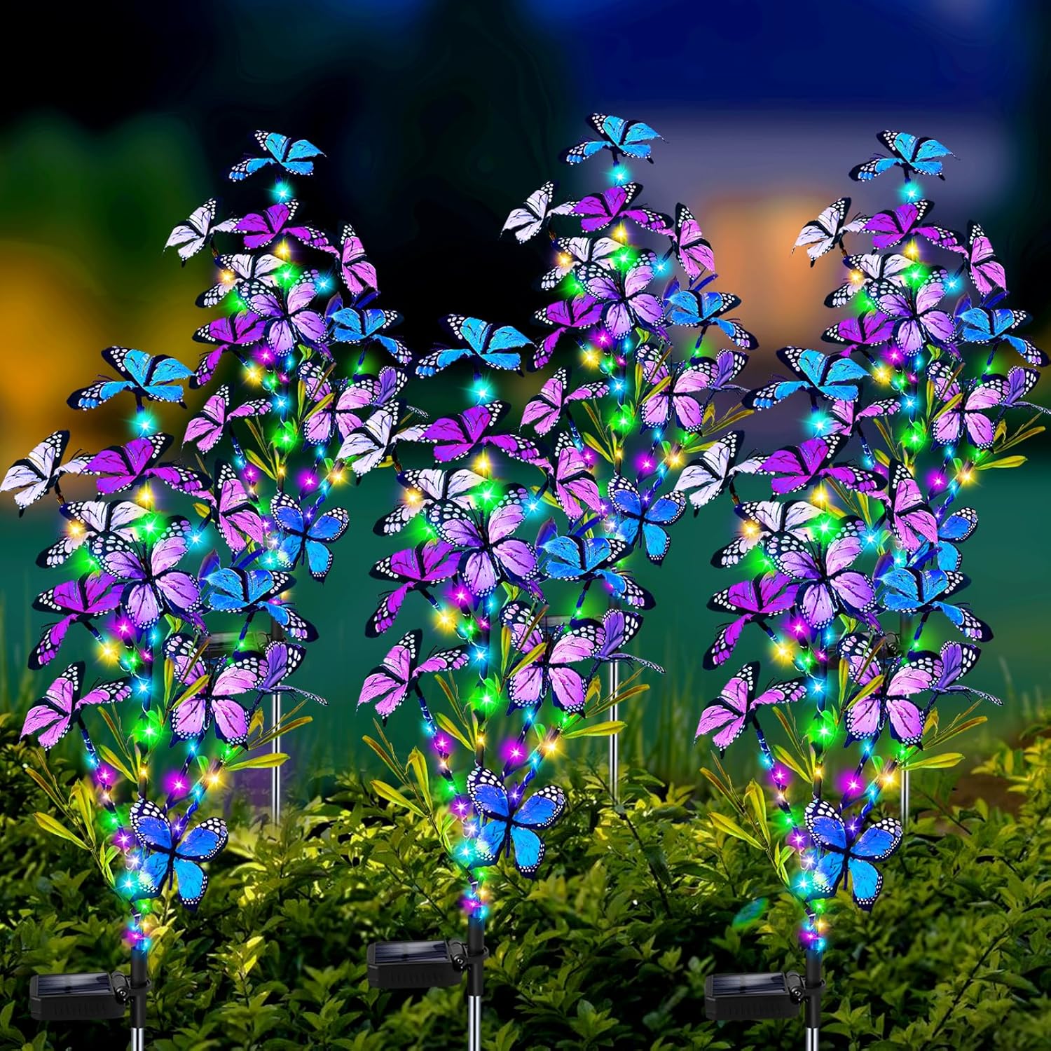 Solar Garden Lights Outdoor, Waterproof 6 Pack Solar Butterfly Lights with 60 LED 12 Butterfly Colorful Lighting for Garden Yard Lawn Outdoor Decor, Gift for Mom Women Mother's Day-VerdiqueGarden