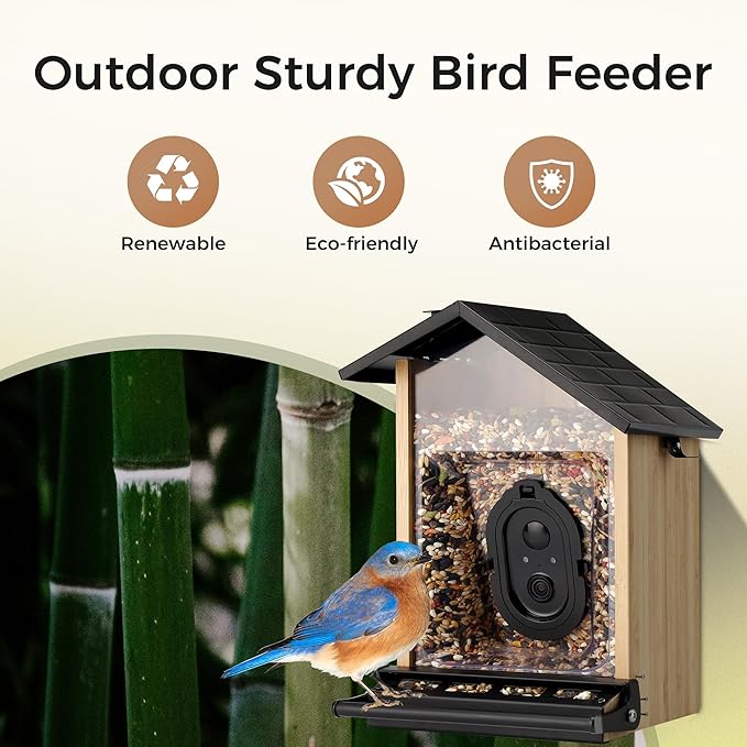 Smart Squirrels-Proof Bird Feeder with Camera Solar Powered, AI Identify Bird Species, Instant Notification Camera, CCPA Data Security, 3.2L Ultra Large Capacity Gift-VerdiqueGarden