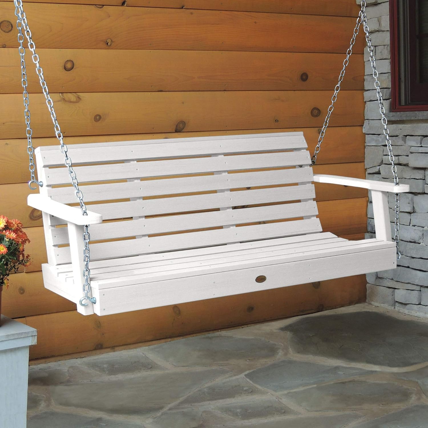 highwood Weatherly Porch Swing, 4 Feet, White-VerdiqueGarden