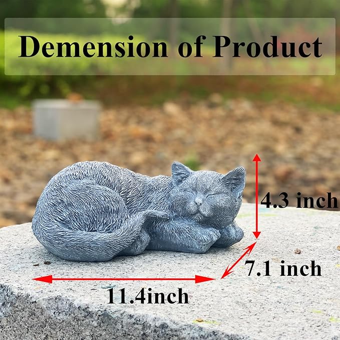 Cat Memorial Stones & Grave Markers Cat Statue, Cats Memorial Gifts for Loss of Cat Sympathy Gift, Cat Statues for Garden Outdoor Statue Decor, 11.4" Length Garden Accent Decorative Cat Figurine-VerdiqueGarden