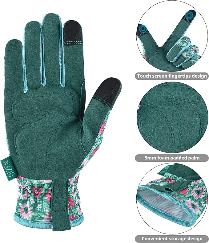 Gardening Gloves for Women and Men, Garden Gloves with Touch Screen, Thorn Proof Puncture Resistant Working Gloves, Gardening Gifts for Women, Size Large-VerdiqueGarden