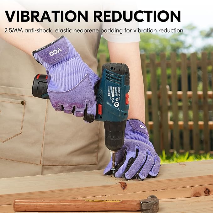 Vgo... Gardening Gloves Ladies,Safety Work Gloves,Touchscreen(Size L,Purple,SL7471)-VerdiqueGarden