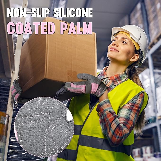 HANDLANDY Women Safety Work Gloves Utility Touch Screen Working Grip Glove for Yardwork Gardening Breathable Mechanic Gloves-VerdiqueGarden