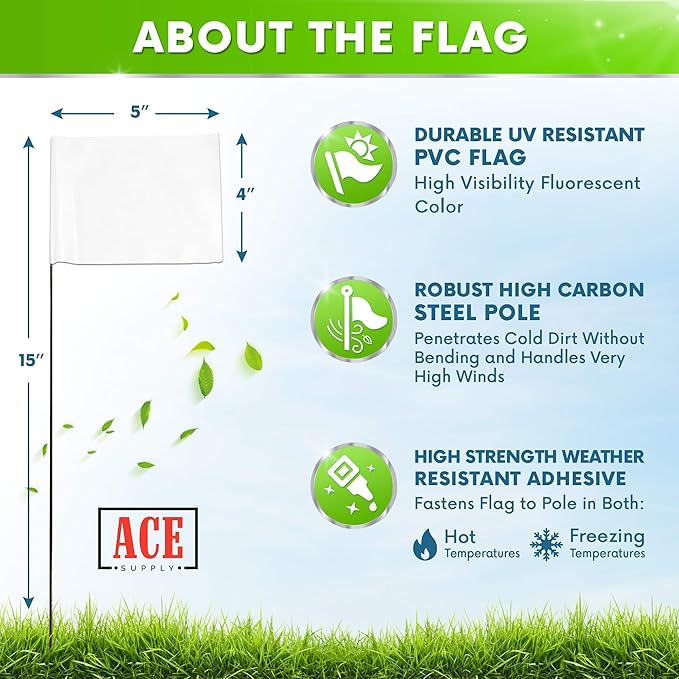 White Flags for Marking Yard - 4x5x15 Inch Invisible Fence Flags for Dogs - 100 Pack - Dog Invisible Fence Training Marker & Boundary Training-VerdiqueGarden