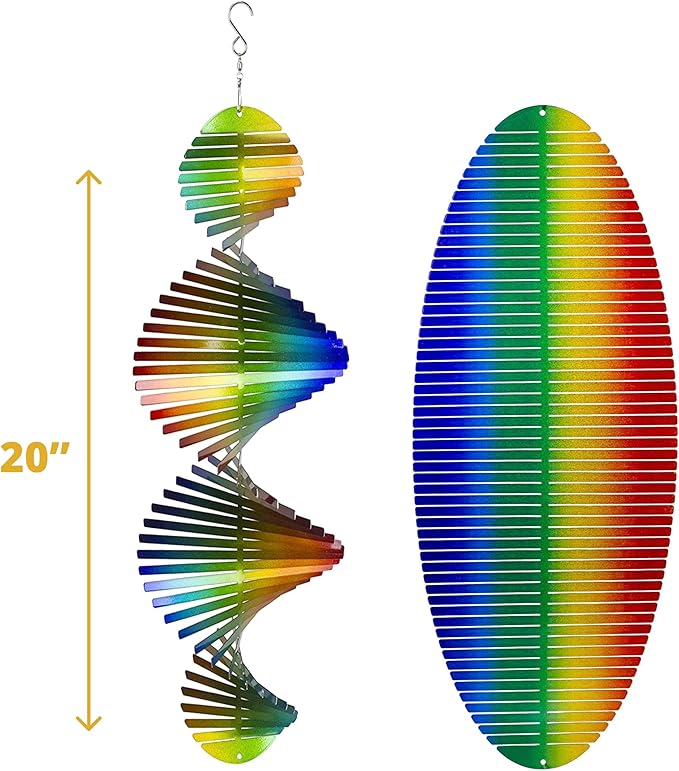 VP Home Rainbow Helix Kinetic Wind Spinner for Yard and Garden Wind Spinner Outdoor Metal Large Hanging Rainbow Decor 3D Garden Art Wind Sculpture Spinners Kinetic Art Garden Spinner-VerdiqueGarden