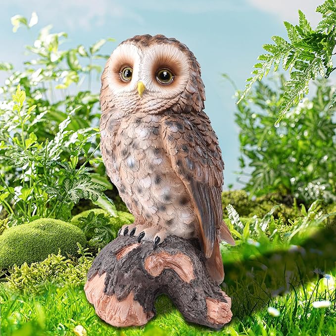 WONDER GARDEN Owl Statue Decor, Outdoor Resin Owl Figurine Owl Sculpture for Home Decor Porch Patio Lawn Yard Decorations or Housewarming Gifts-VerdiqueGarden