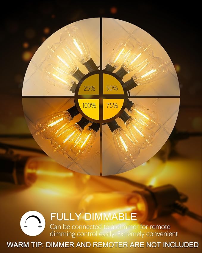 SUFEIMAS Outdoor String Lights Waterproof 400FT (100ft*4) shatterproof Patio Lights for Outside with 212 Vintage dimmable LED Edison Bulbs,Backyard Lights for Fence Garden,Balcony Porch Party Bistro-VerdiqueGarden