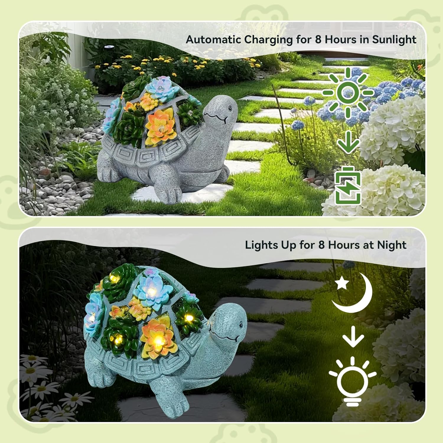 Solar Turtle Garden Statues with LED Lights, Outdoor Decor for Patio Yard Balcony - Unique Housewarming Birthday Gifts for Women Mom Grandma-VerdiqueGarden