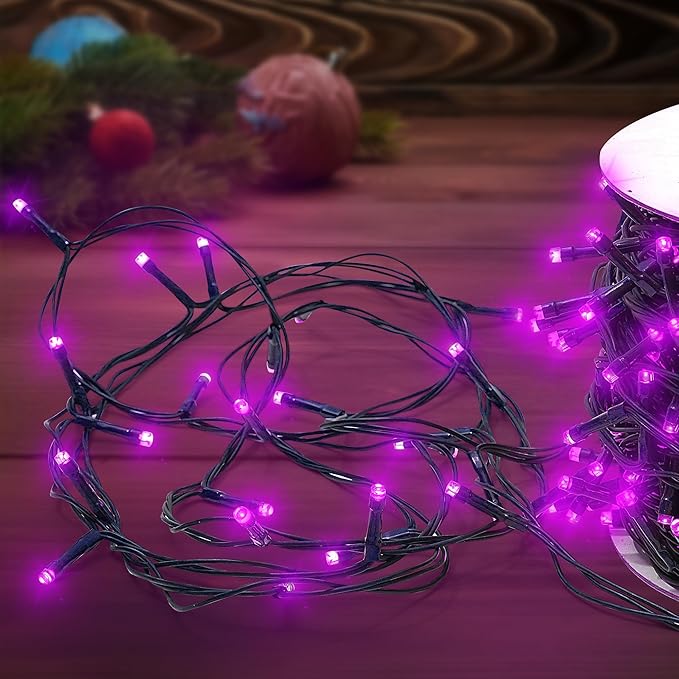 Christmas Light 1000 LEDs 336ft Green Cable Wire Fairy String Tree Twinkle Lights IP44 Waterproof 12 Modes for Christmas Party, Halloween, Outdoor, Garden, Wedding, Home Decoration (Purple)-VerdiqueGarden
