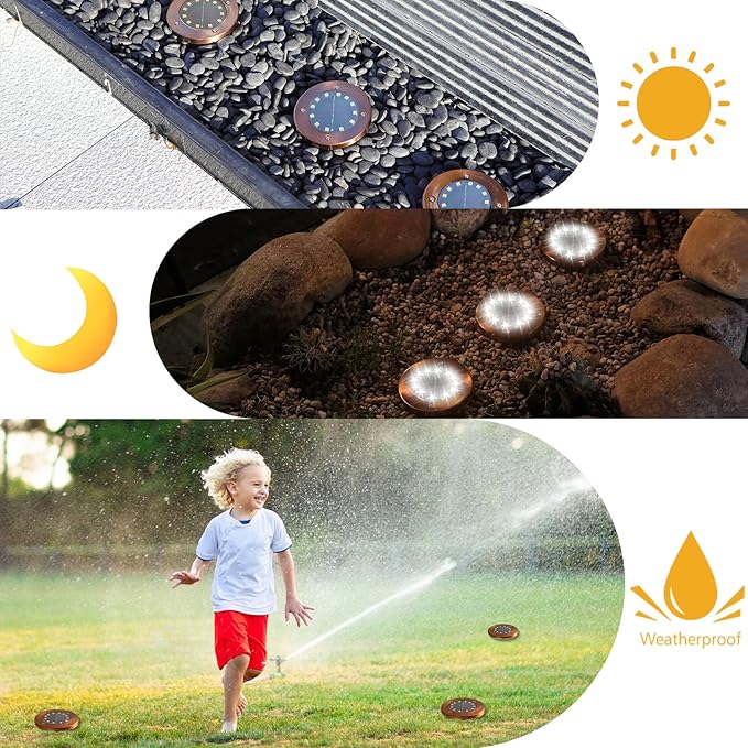 HOFLY Outdoor In-Ground Solar Landscape Lights - 8 Pack, 12 LED, White Light for Pathway, Yard, Patio, Walkway-VerdiqueGarden