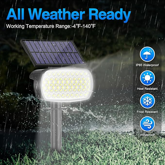 108 LED Solar Spot Lights Outdoor, Solar Lights Outdoor IP65 Waterproof, 3 Modes Solar Landscape Spotlights, Large Solar Panel Solar Powered Lights for Garden Yard Pathway(Cool White/4 Pack)-VerdiqueGarden