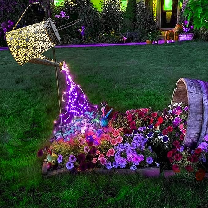 VOOKRY Solar Watering Can Lights, Large Hanging Solar Lights Outdoor Waterproof Garden Decor for Yard Porch Lawn Patio Outside Gardening Gifts for Mom Grandma Women Birthday(Purple)-VerdiqueGarden