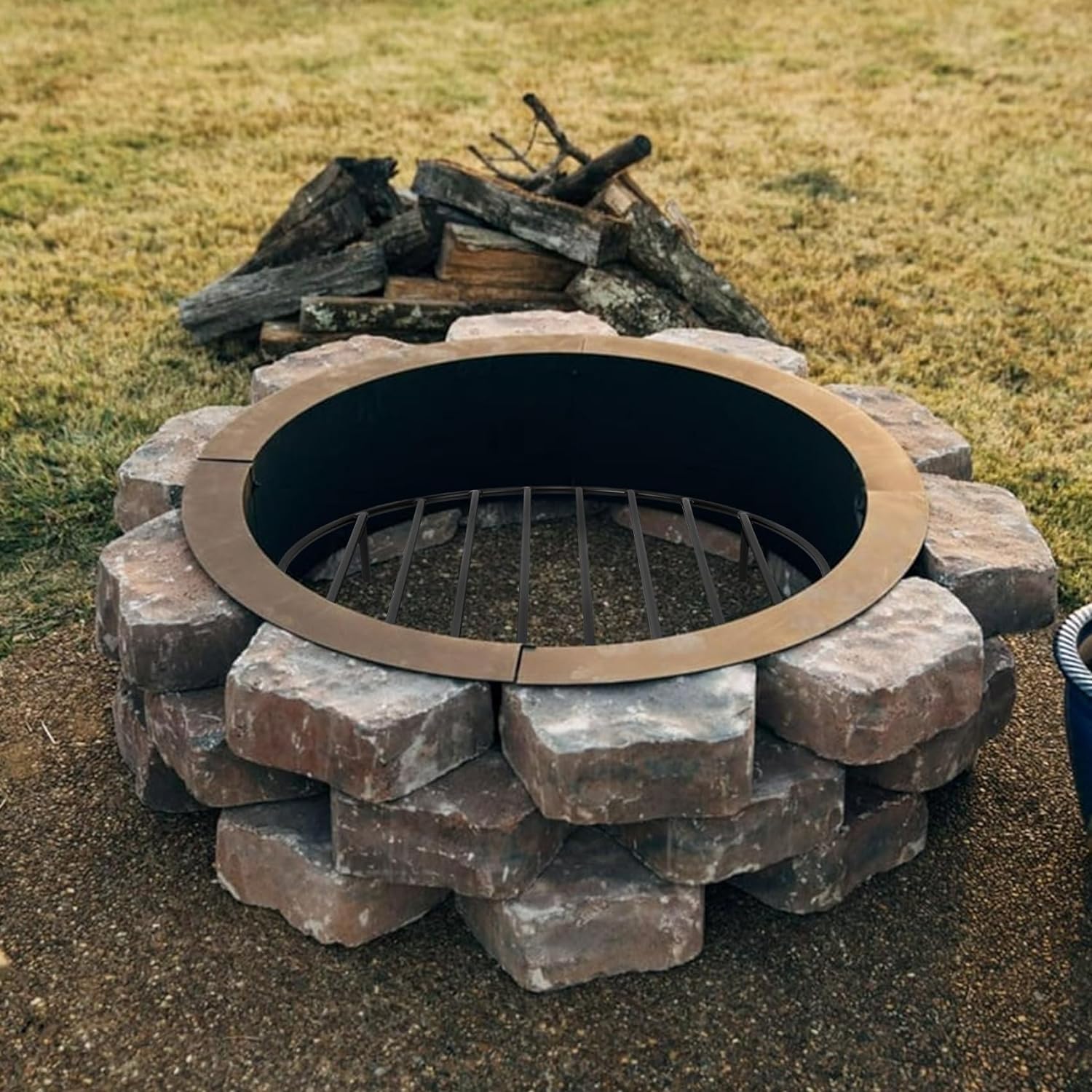 onlyfire Round Fire Pit Grate with 4 Legs for Outdoor Campfire Grill Cooking, 19 Inch-VerdiqueGarden