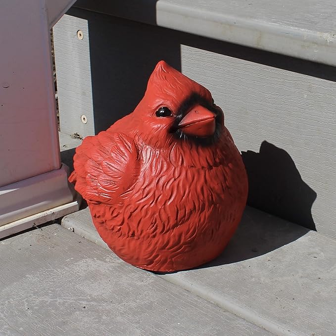 Stocky Cardinal Garden Statue and Key Hider - Hides a Secret Extra Hidden Key Outside in Garden, Yard or Porch-VerdiqueGarden