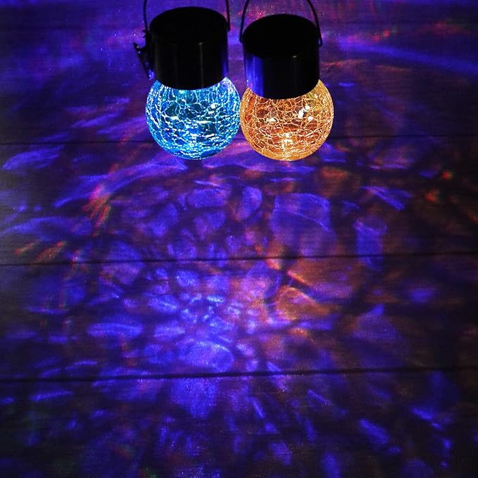 Solar Lights Outdoor Hanging Decorative Globe 24 Pack, Waterproof Solar Lantern with Handle and Clip, Solar Powered Glass Ball Lights for Garden Yard Fence Tree Umbrella Holiday Décor, Color Changing-VerdiqueGarden