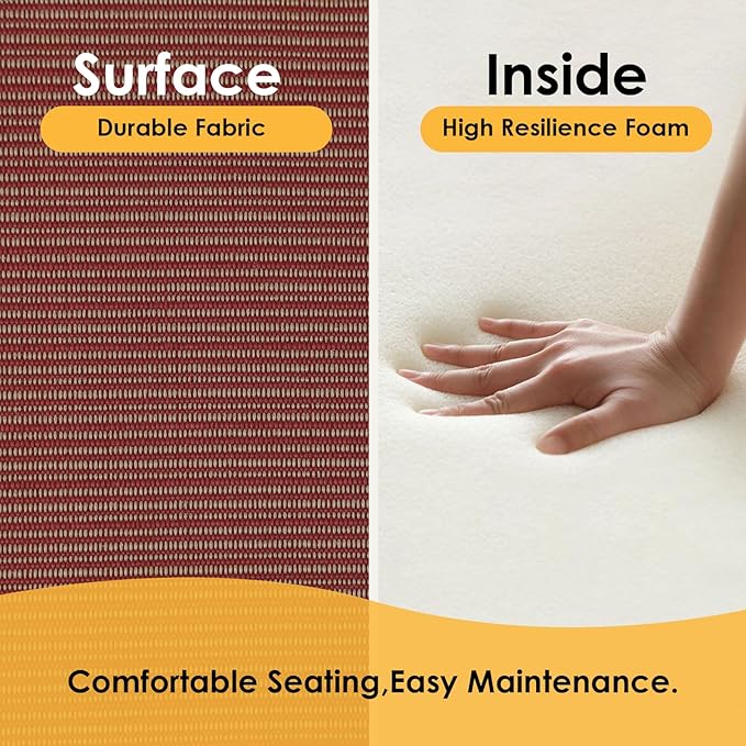 Outdoor Square Corner Seat Cushion, 18.5"x16"x3", Set of 4, Non Slip Seat Cushion Pads with Removable Cover for Patio Furniture, Garden Yard Lawn, Dark Yellow Tan Stripe-VerdiqueGarden