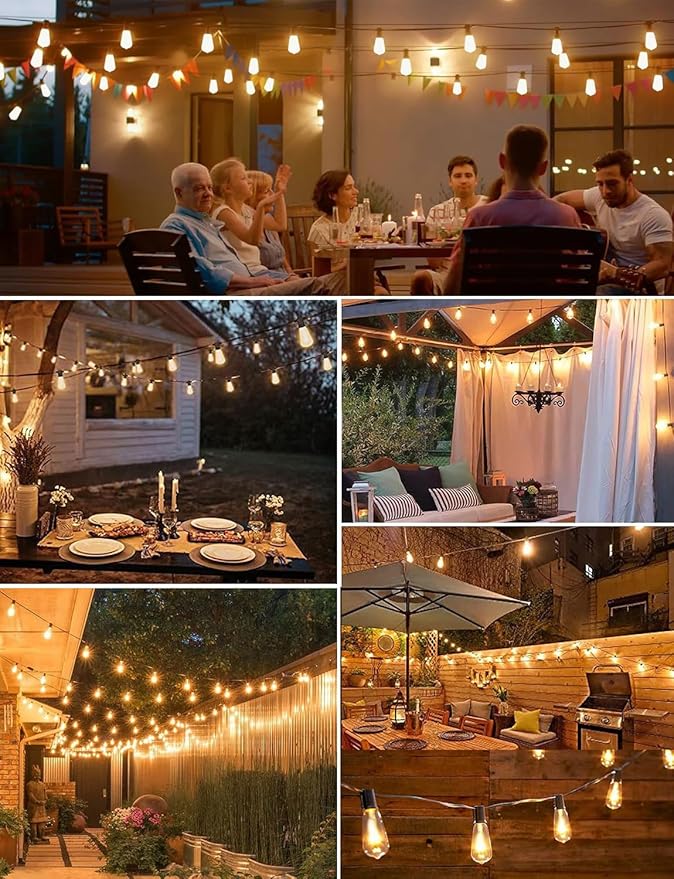 SUFEIMAS Outdoor String Lights Waterproof 400FT (100ft*4) shatterproof Patio Lights for Outside with 212 Vintage dimmable LED Edison Bulbs,Backyard Lights for Fence Garden,Balcony Porch Party Bistro-VerdiqueGarden