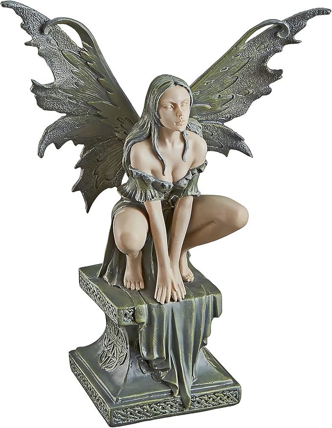 Design Toscano Small Celtic Fairy Perilous Perch Statue-VerdiqueGarden