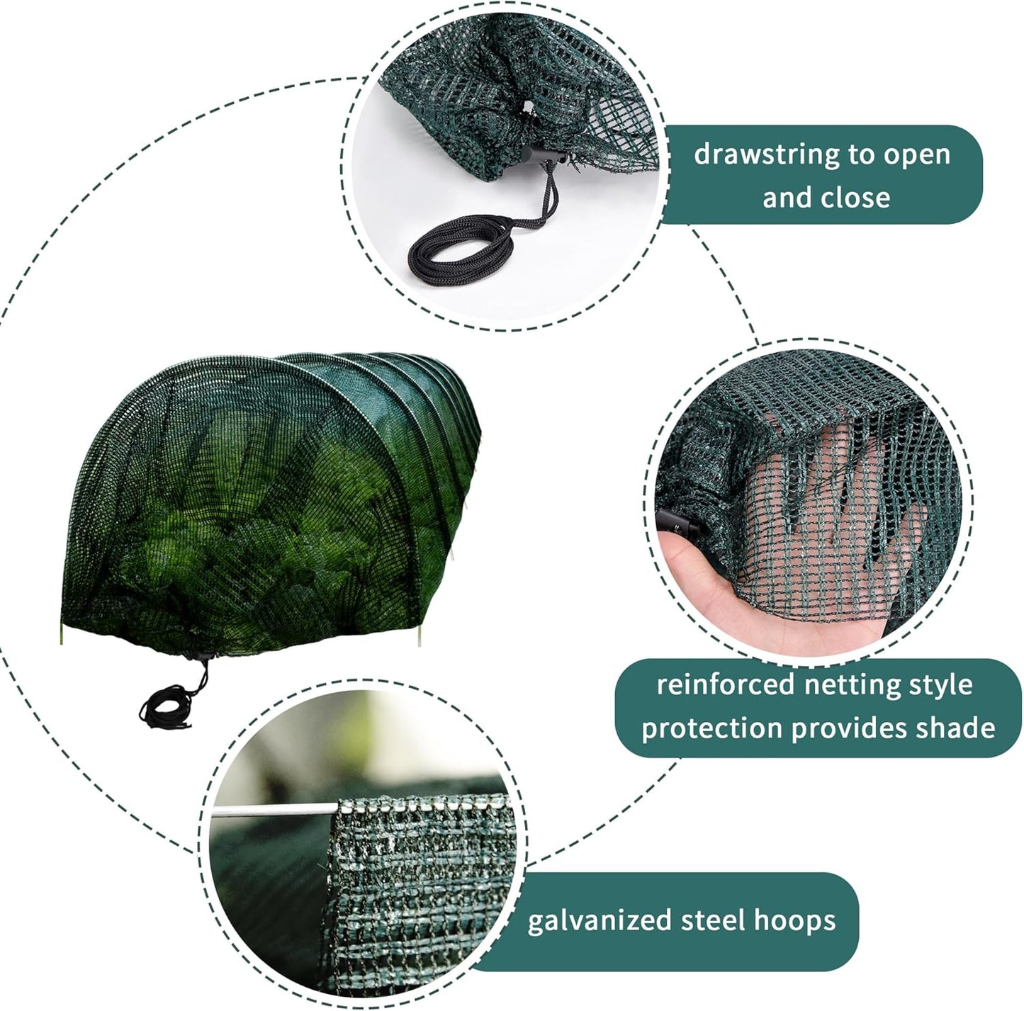 2 Pack Garden Tunnel Shade Net Cover - 10FT Shade Net Tunnel Plant Row Cover - Plant Gardening Net for Greenhouse Garden Patio Plants-VerdiqueGarden