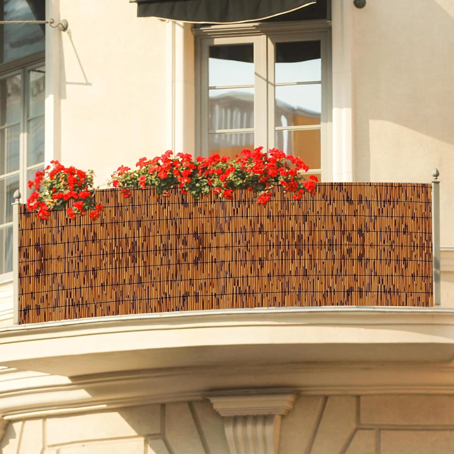 Bamboo Reed Fencing, Light Russet Bamboo Screens Outdoor for Patio, Decorative Balcony Privacy Screen Reed Fence Rolls Curtains for Garden Backyard, 3 x 6.6 FT-VerdiqueGarden